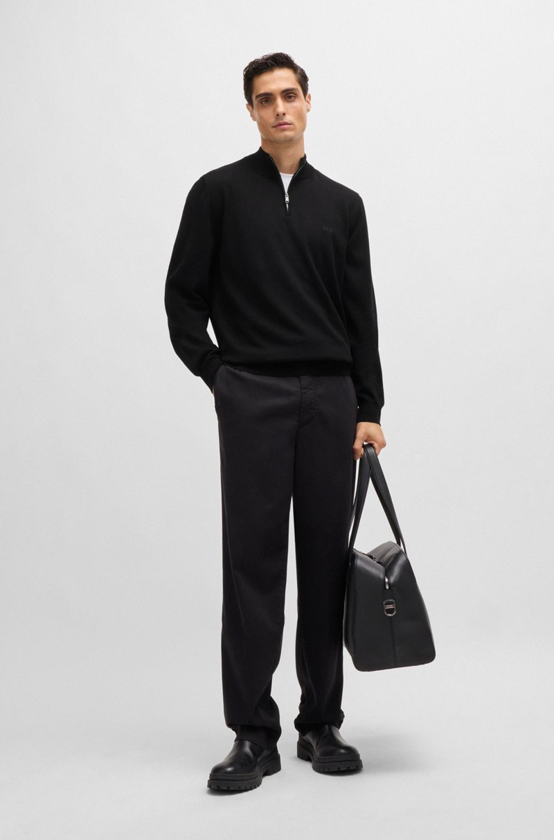 Hugo Boss Jersey De Algodón Con Cremallera En El Cuello Y Logo Bordado