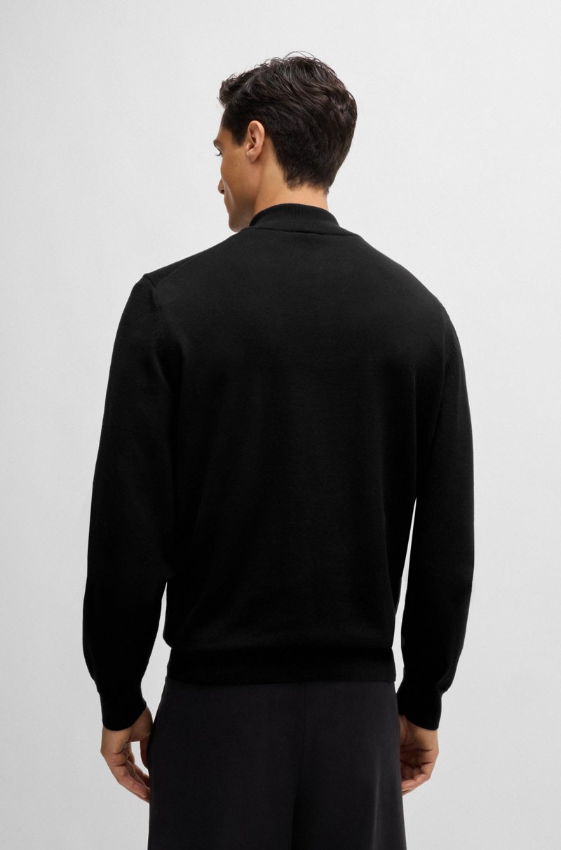 Hugo Boss Jersey De Algodón Con Cremallera En El Cuello Y Logo Bordado