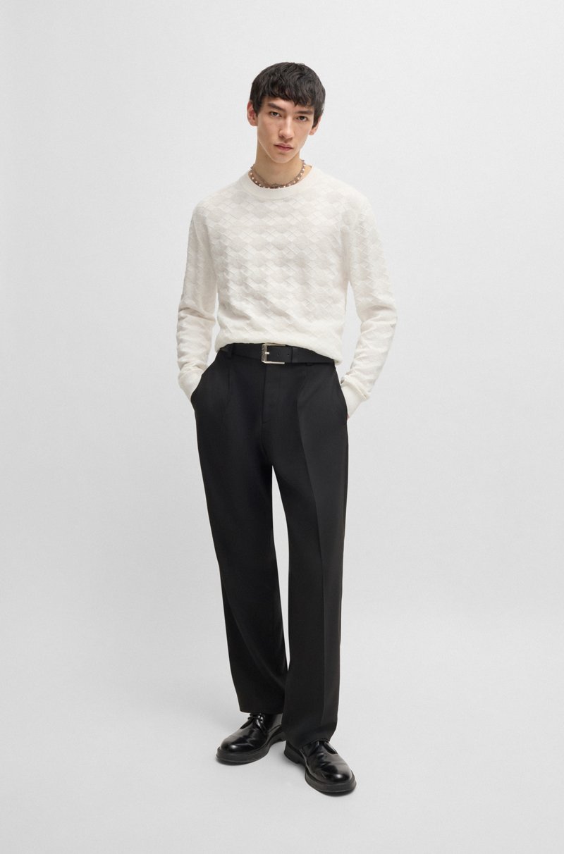 Hugo Boss Jersey De Algodón Con Diseño Romboidal Tonal