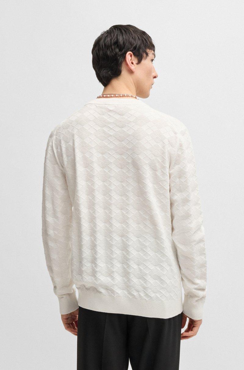 Hugo Boss Jersey De Algodón Con Diseño Romboidal Tonal
