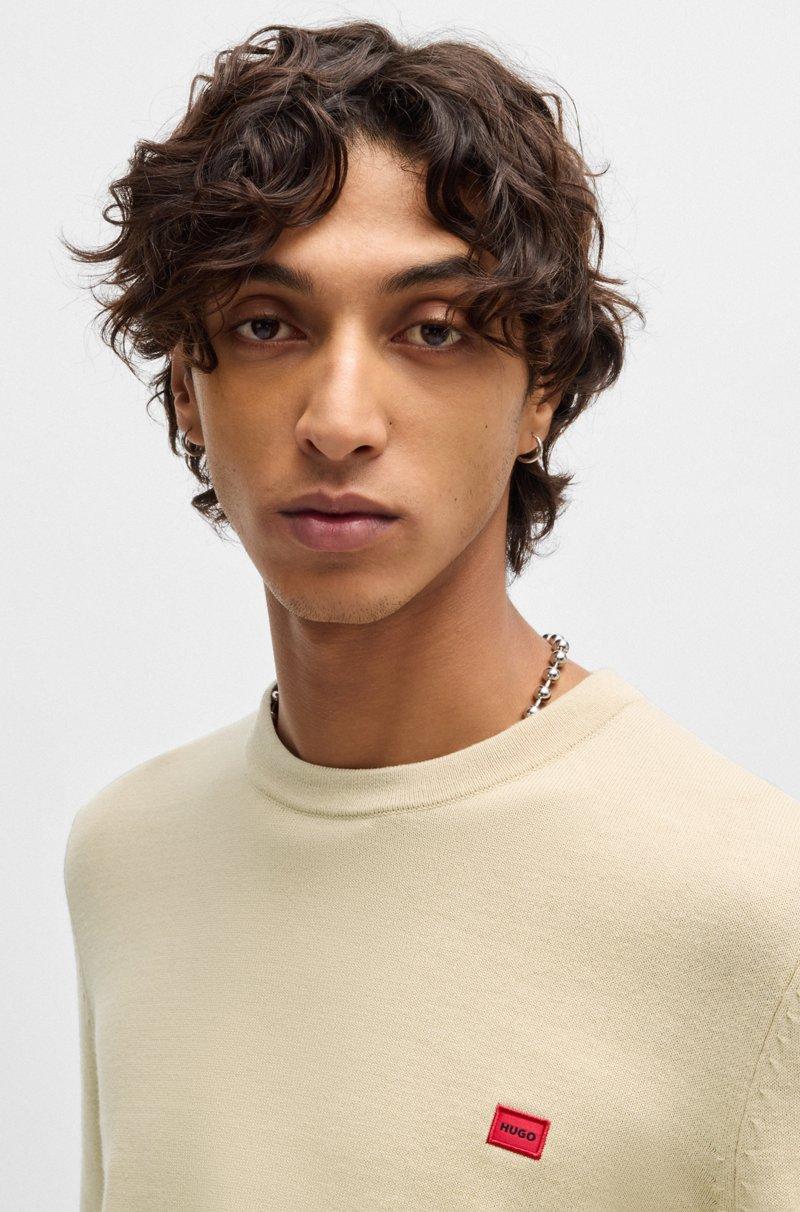 Hugo Boss Jersey De Algodón Con Etiqueta Con Logo Roja