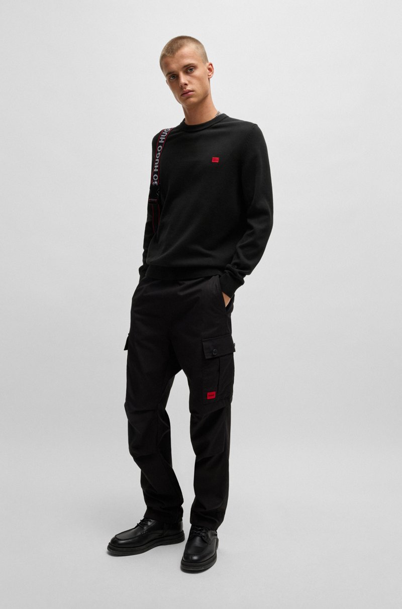 Hugo Boss Jersey De Algodón Con Etiqueta Con Logo Roja