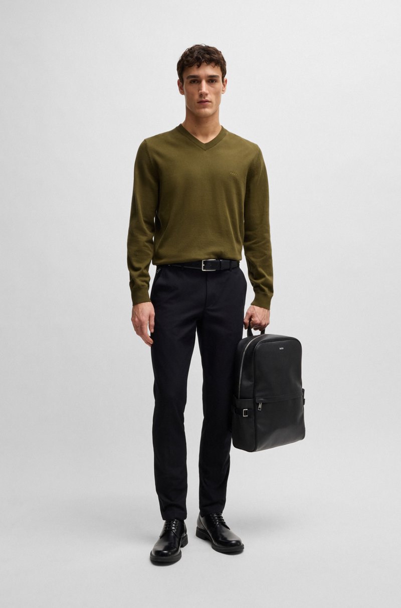 Hugo Boss Jersey De Algodón Puro Con Cuello En Pico Y Logo Bordado