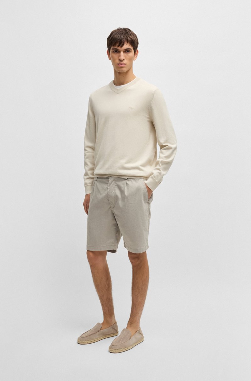 Hugo Boss Jersey De Algodón Puro Con Cuello En Pico Y Logo Bordado