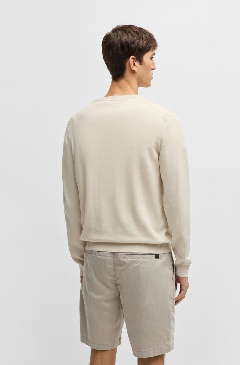 Hugo Boss Jersey De Algodón Puro Con Cuello En Pico Y Logo Bordado