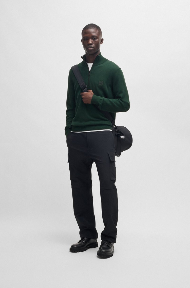 Hugo Boss Jersey De Algodón Y Cashmere Con Cuello Con Cremallera Y Parche Con Logo