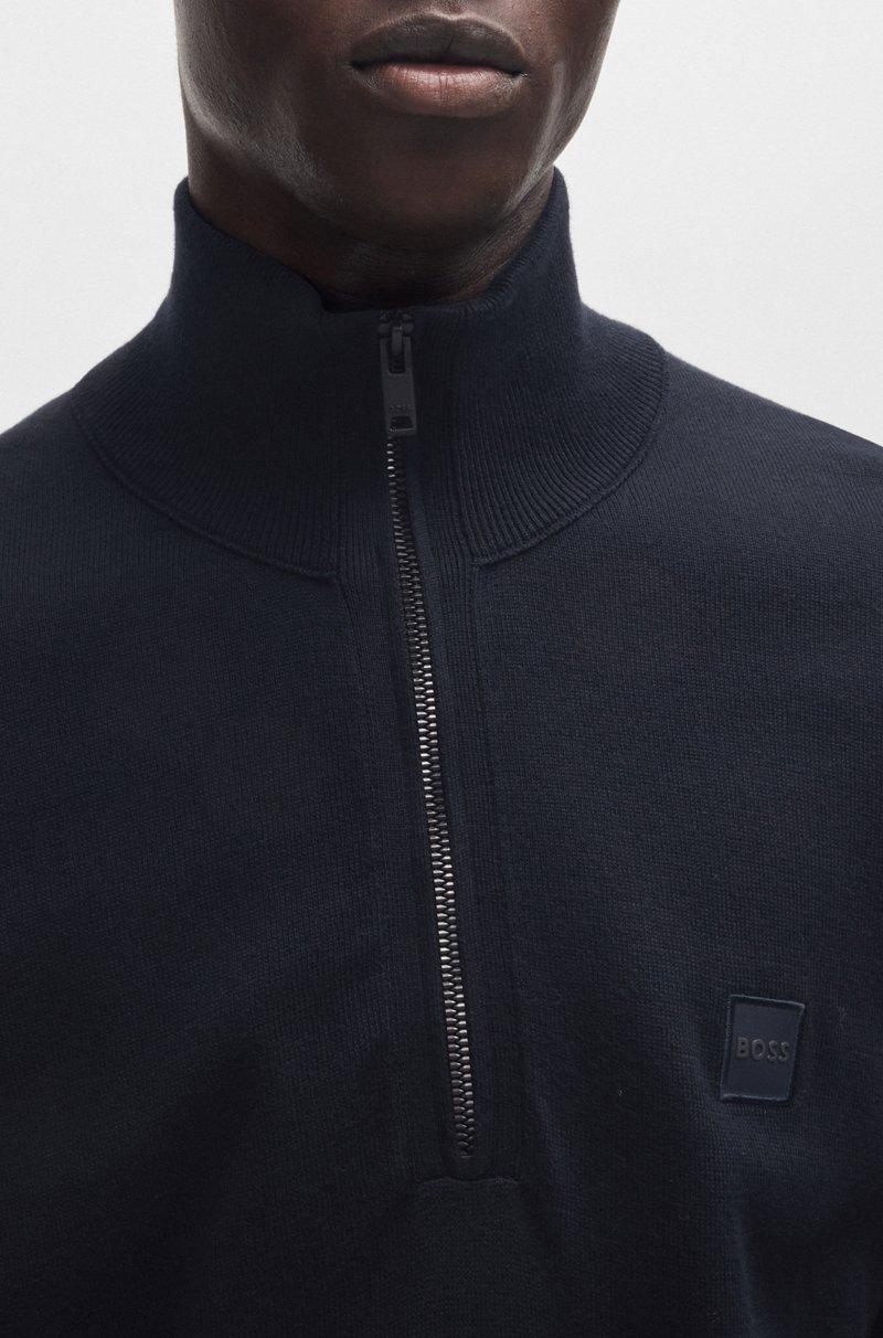 Hugo Boss Jersey De Algodón Y Cashmere Con Cuello Con Cremallera Y Parche Con Logo