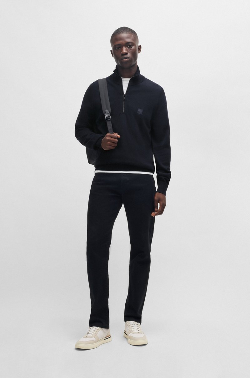 Hugo Boss Jersey De Algodón Y Cashmere Con Cuello Con Cremallera Y Parche Con Logo