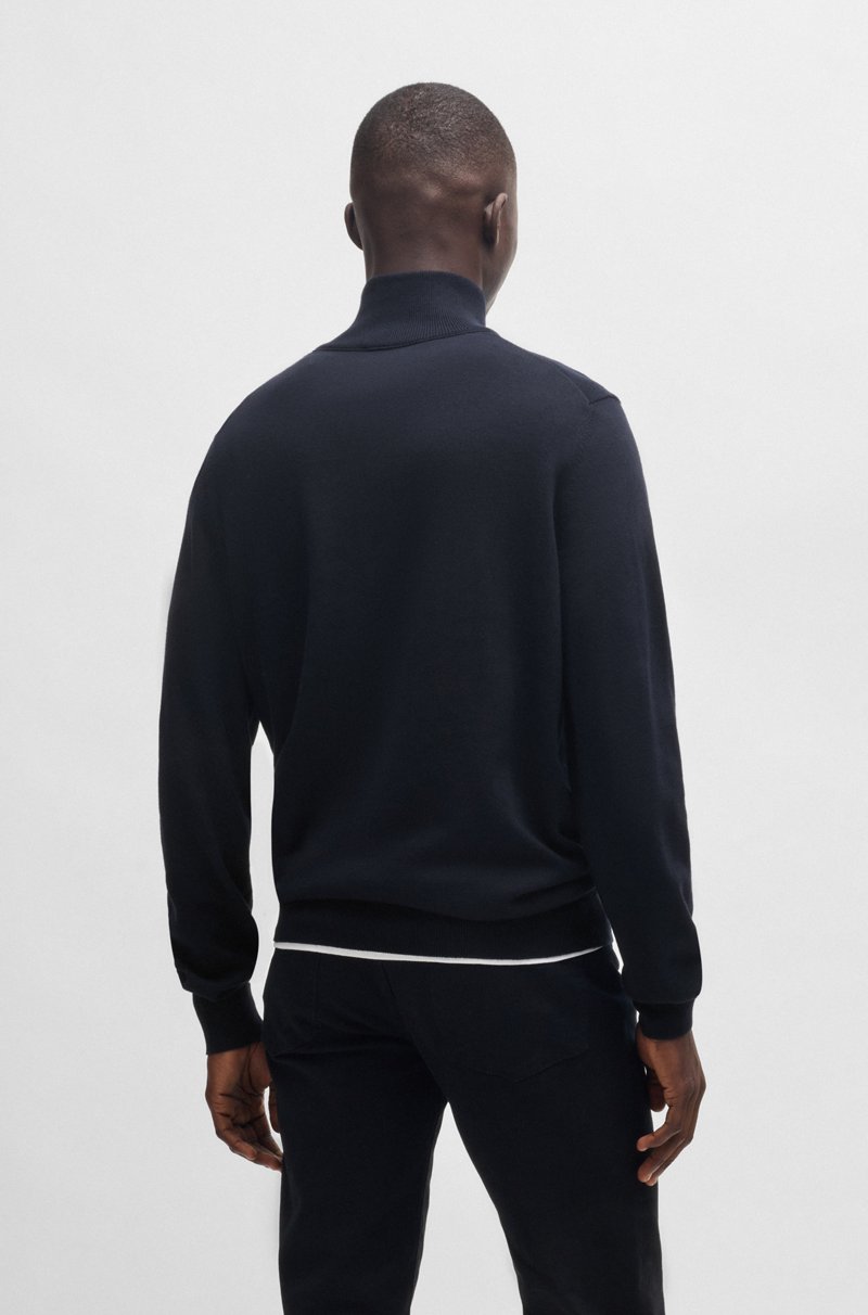 Hugo Boss Jersey De Algodón Y Cashmere Con Cuello Con Cremallera Y Parche Con Logo