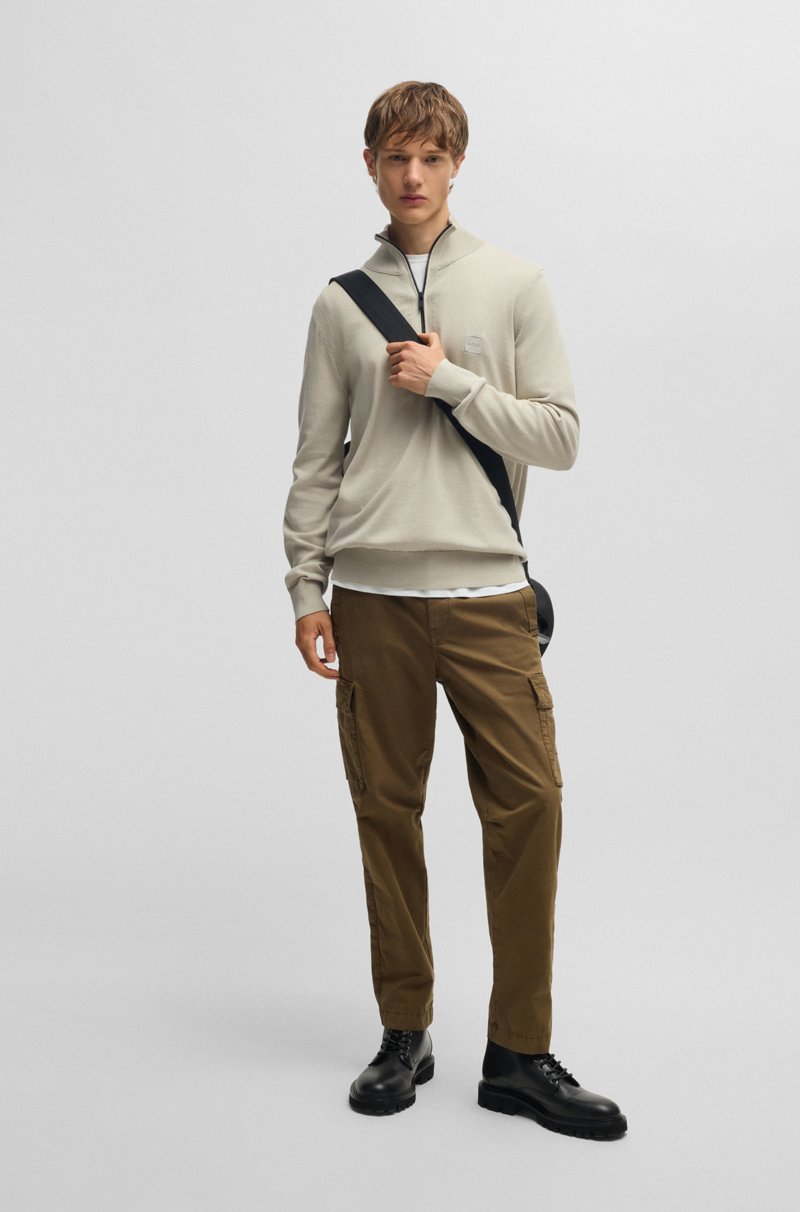 Hugo Boss Jersey De Algodón Y Cashmere Con Cuello Con Cremallera Y Parche Con Logo