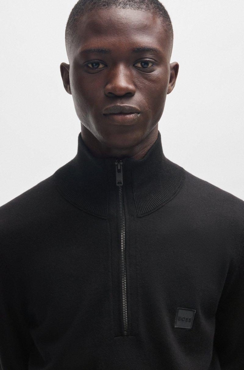 Hugo Boss Jersey De Algodón Y Cashmere Con Cuello Con Cremallera Y Parche Con Logo