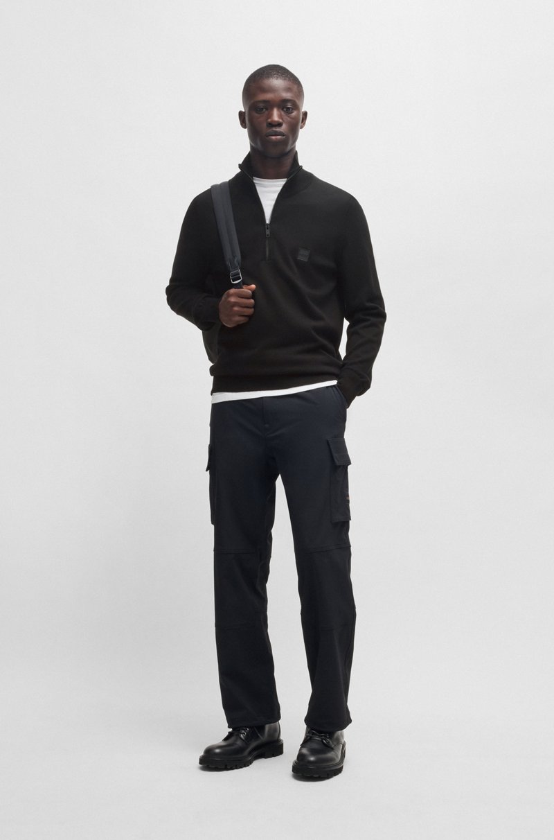 Hugo Boss Jersey De Algodón Y Cashmere Con Cuello Con Cremallera Y Parche Con Logo
