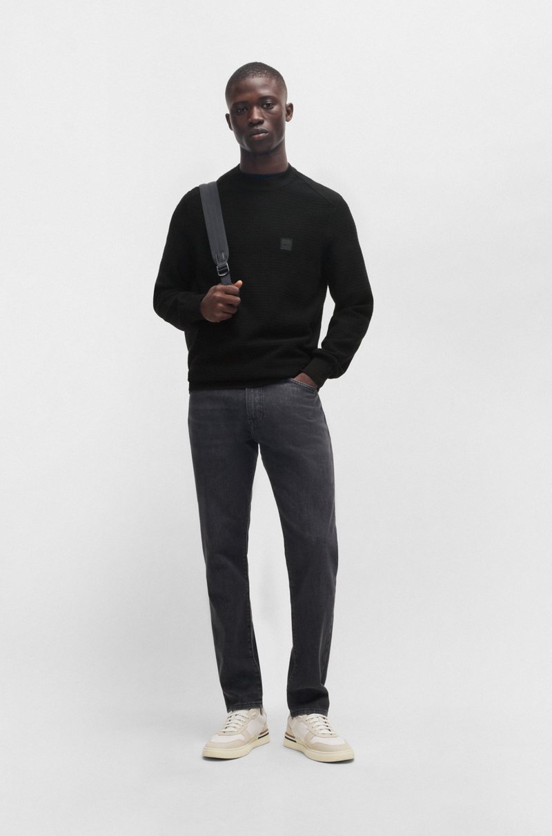 Hugo Boss Jersey De Algodón Y Cashmere Con Parche De Logo