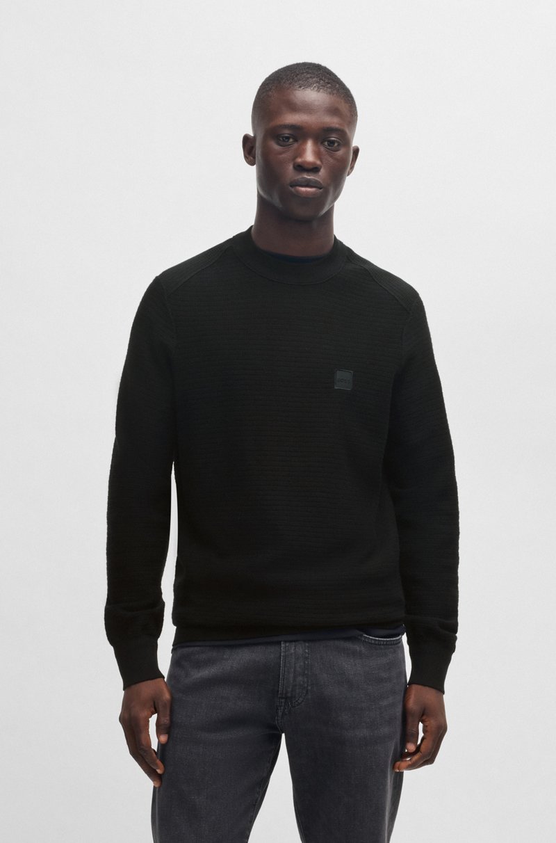 Hugo Boss Jersey de algodón y cashmere con parche de logo