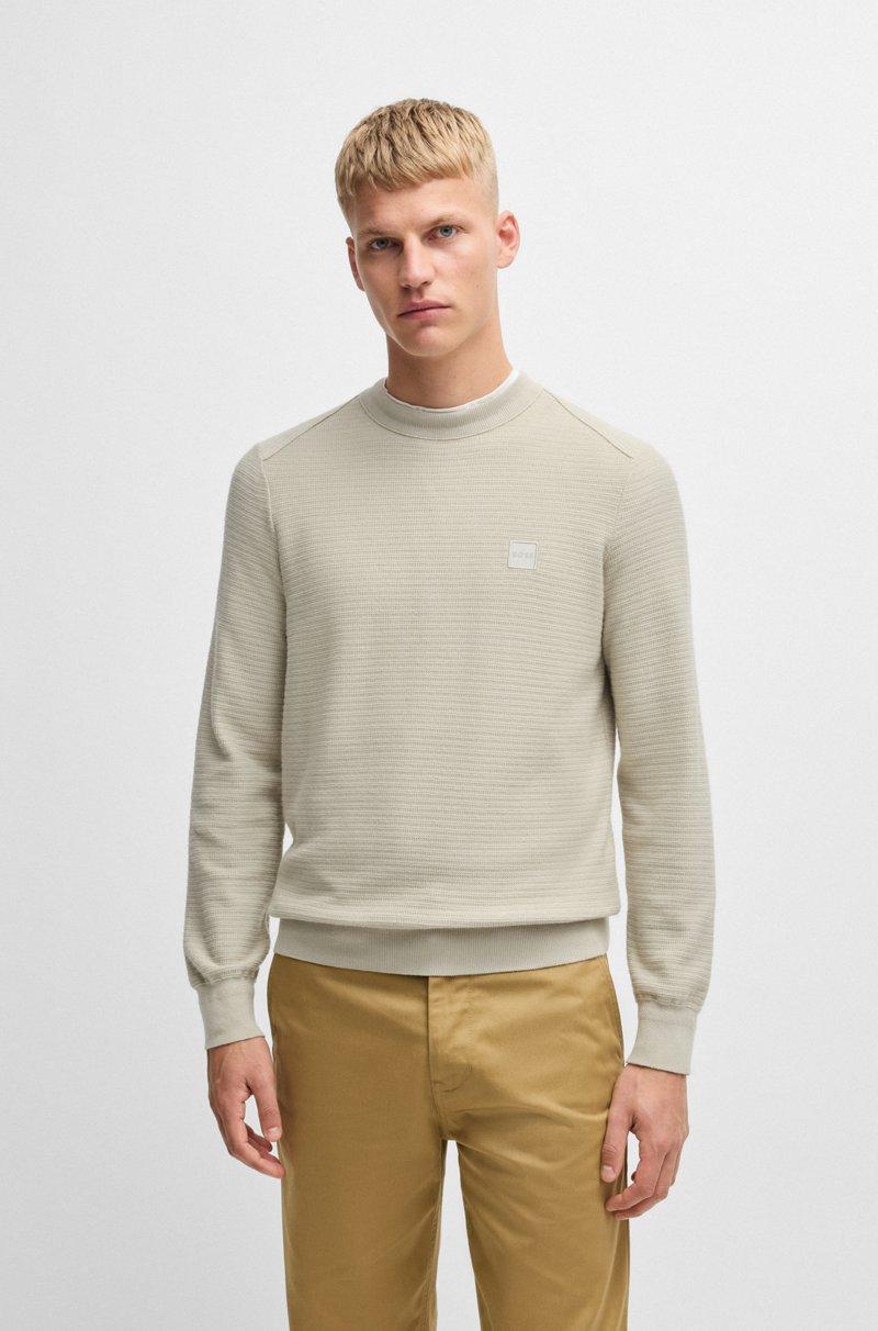 Hugo Boss Jersey de algodón y cashmere con parche de logo