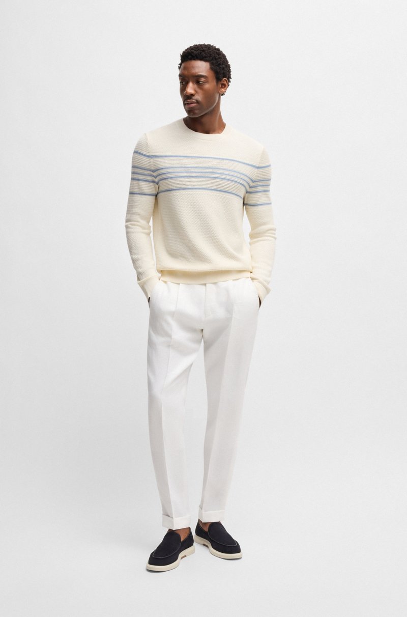 Hugo Boss Jersey De Algodón Y Seda Con Rayas Tejidas