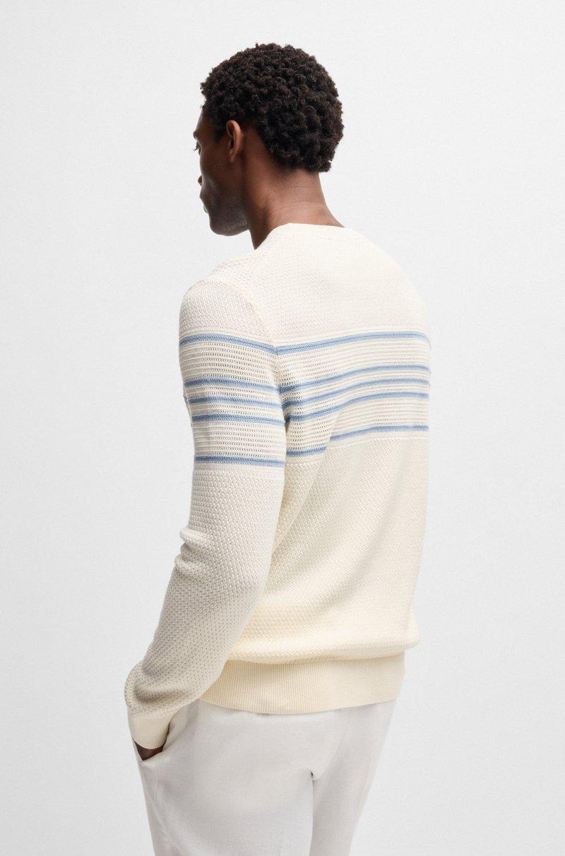 Hugo Boss Jersey De Algodón Y Seda Con Rayas Tejidas