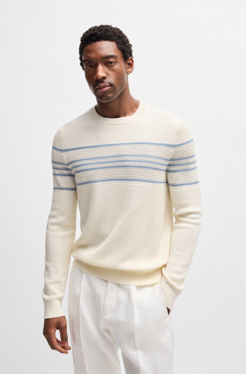 Hugo Boss Jersey de algodón y seda con rayas tejidas