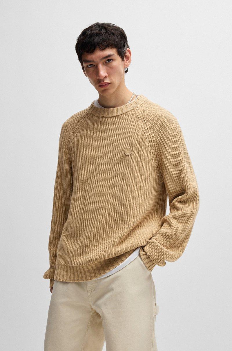 Hugo Boss Jersey de canalé de algodón con insignia de logo