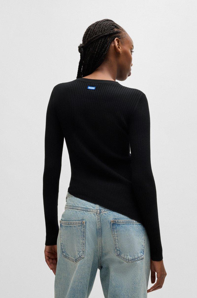 Hugo Boss Jersey De Canalé Transparente Con Dobladillo Asimétrico