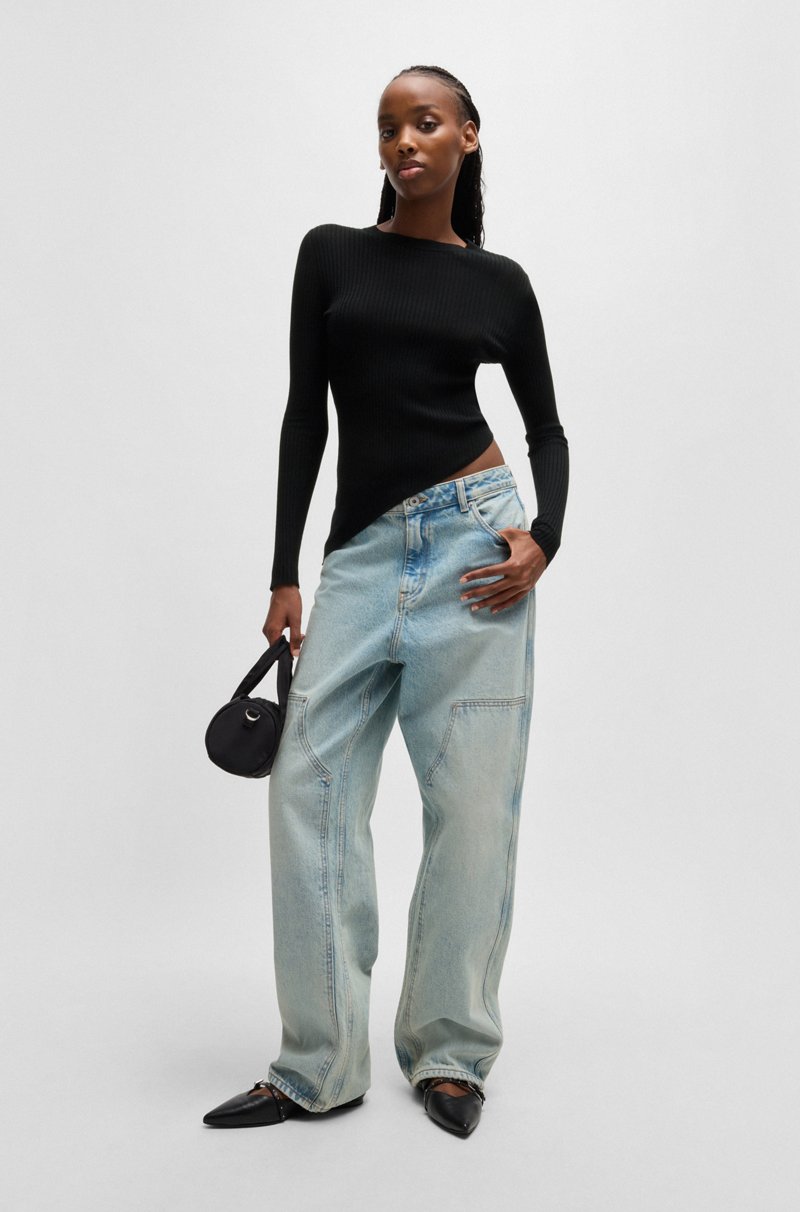 Hugo Boss Jersey De Canalé Transparente Con Dobladillo Asimétrico