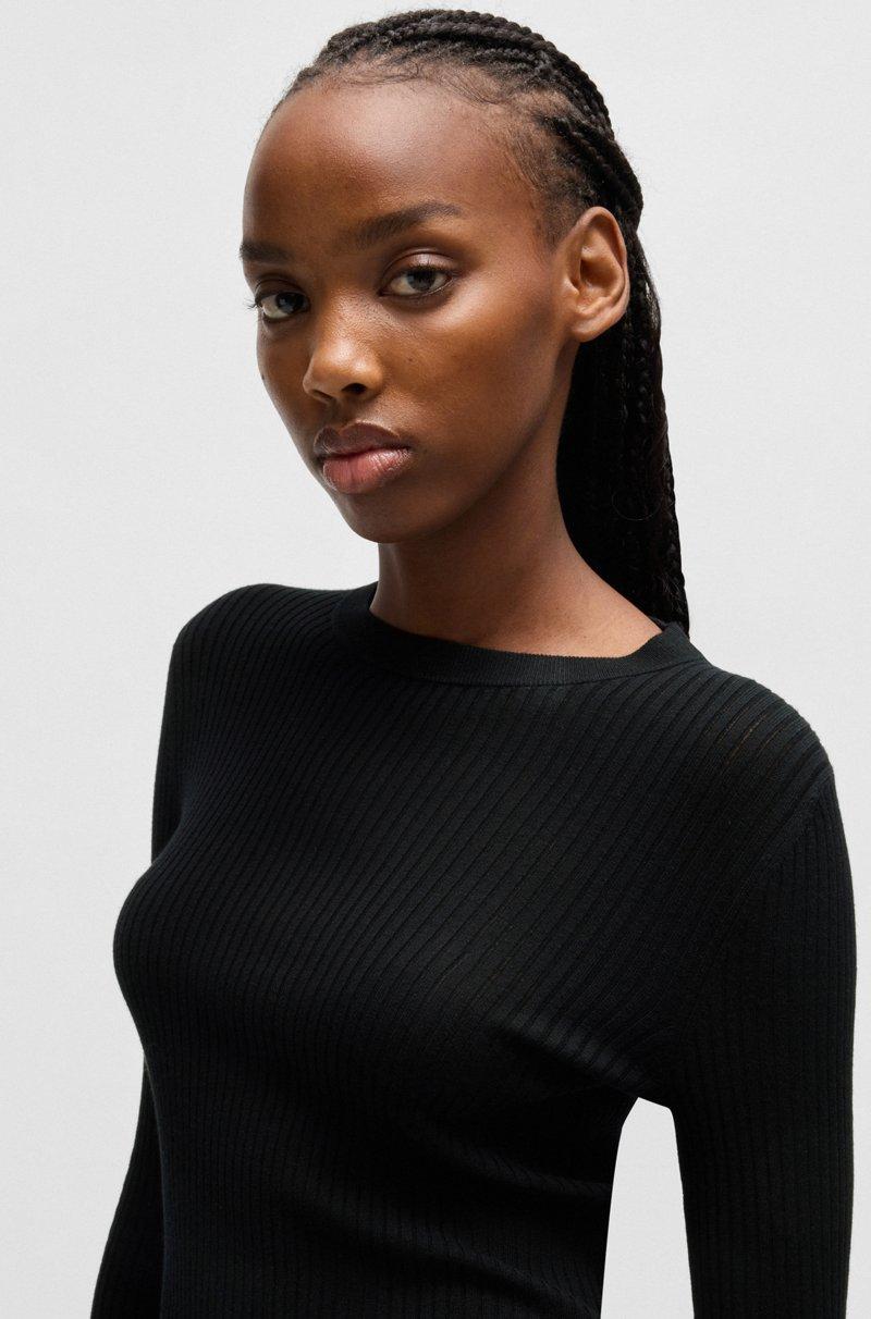 Hugo Boss Jersey De Canalé Transparente Con Dobladillo Asimétrico