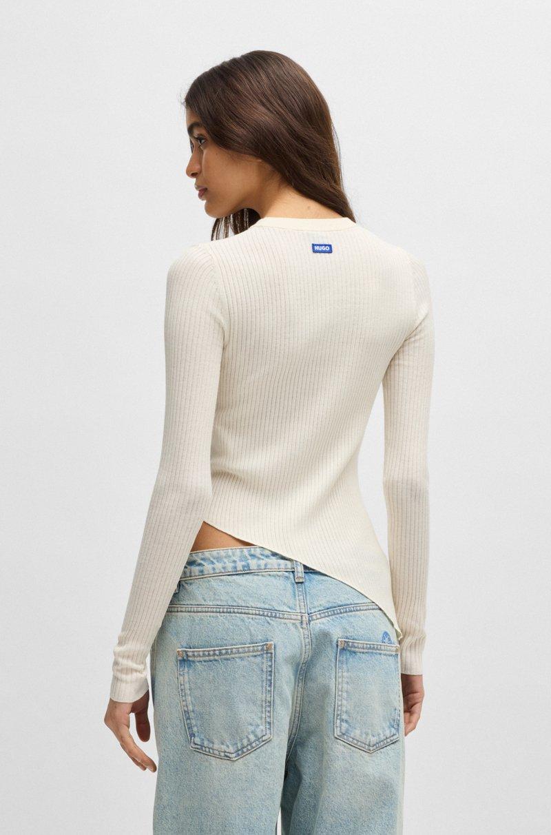 Hugo Boss Jersey De Canalé Transparente Con Dobladillo Asimétrico