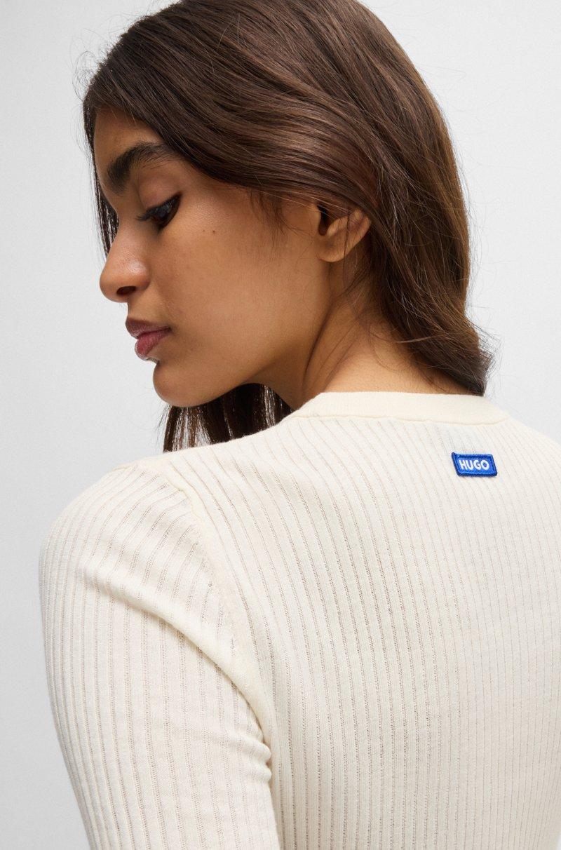 Hugo Boss Jersey De Canalé Transparente Con Dobladillo Asimétrico