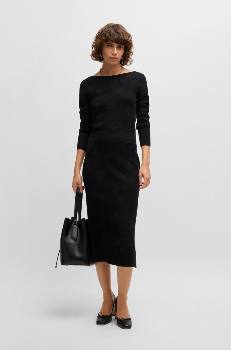 Hugo Boss Jersey De Cuello Ancho En Jacquard Elástico