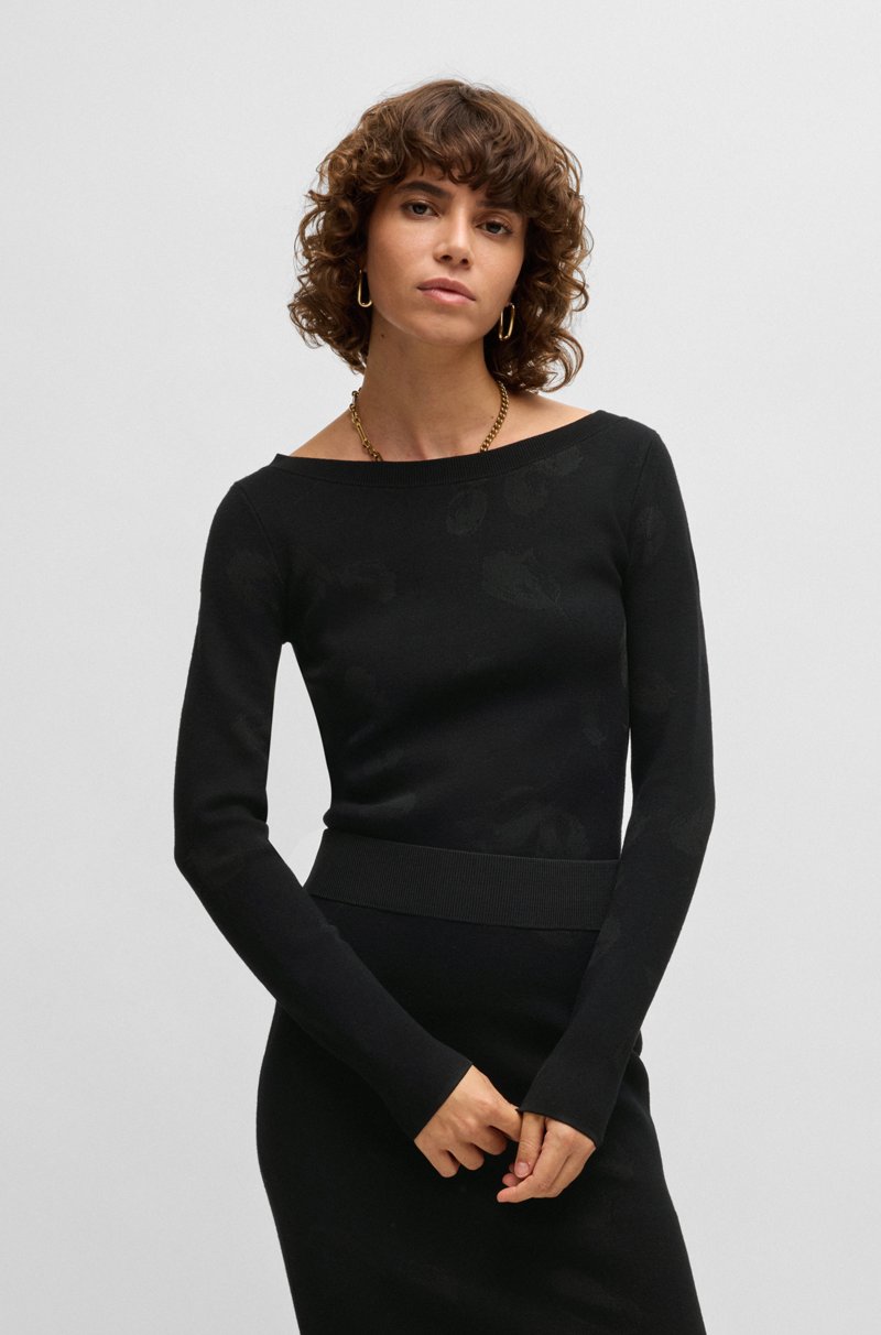 Hugo Boss Jersey De Cuello Ancho En Jacquard Elástico