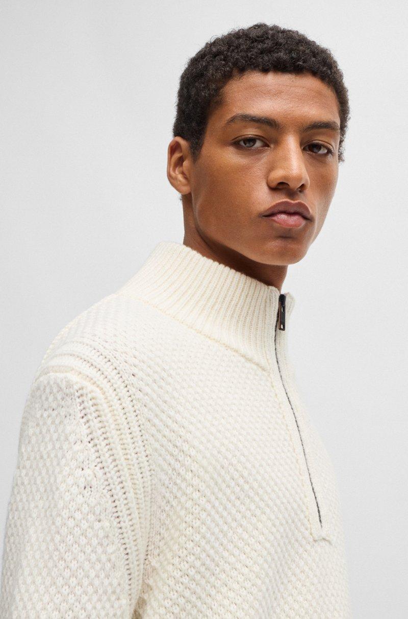 Hugo Boss Jersey De Cuello Con Cremallera En Mezcla De Lana
