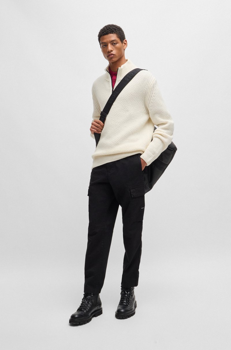 Hugo Boss Jersey De Cuello Con Cremallera En Mezcla De Lana