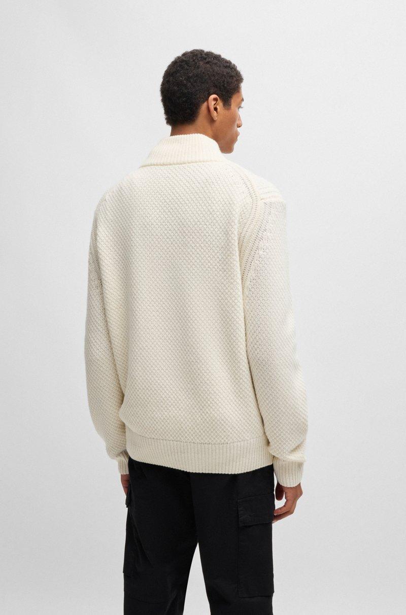 Hugo Boss Jersey De Cuello Con Cremallera En Mezcla De Lana