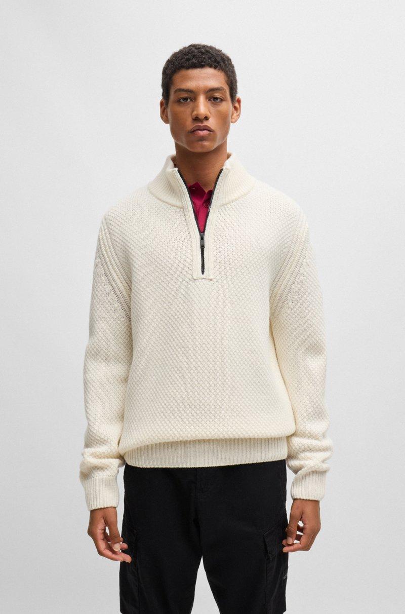 Hugo Boss Jersey de cuello con cremallera en mezcla de lana