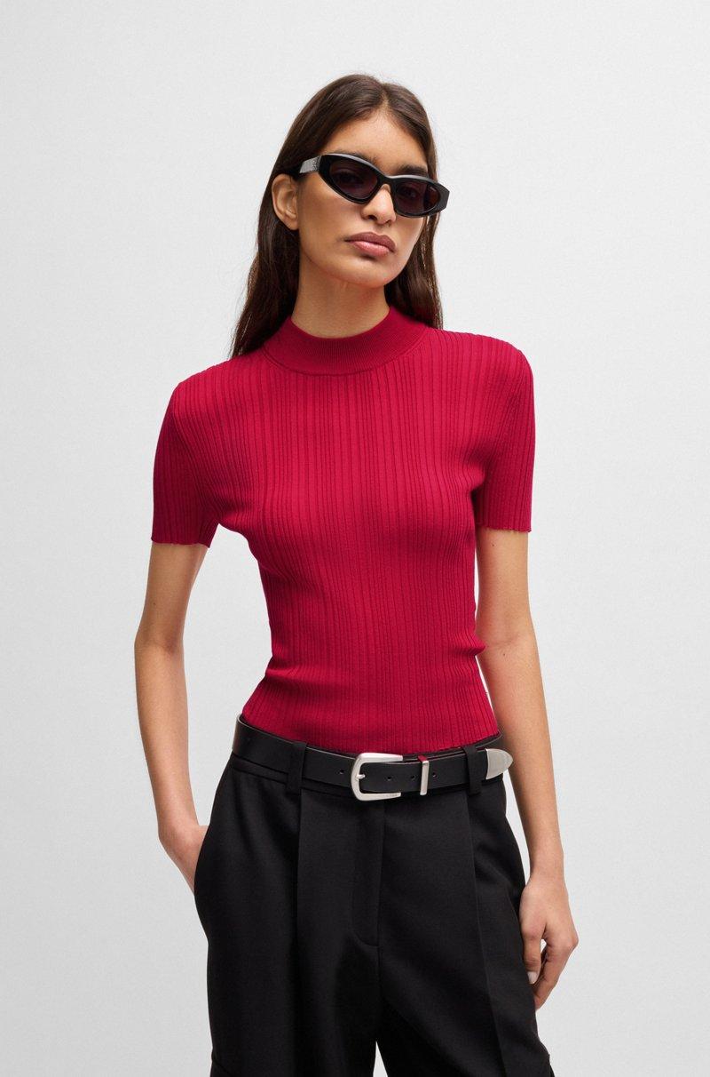 Hugo Boss Jersey de cuello medio con punto de canalé irregular