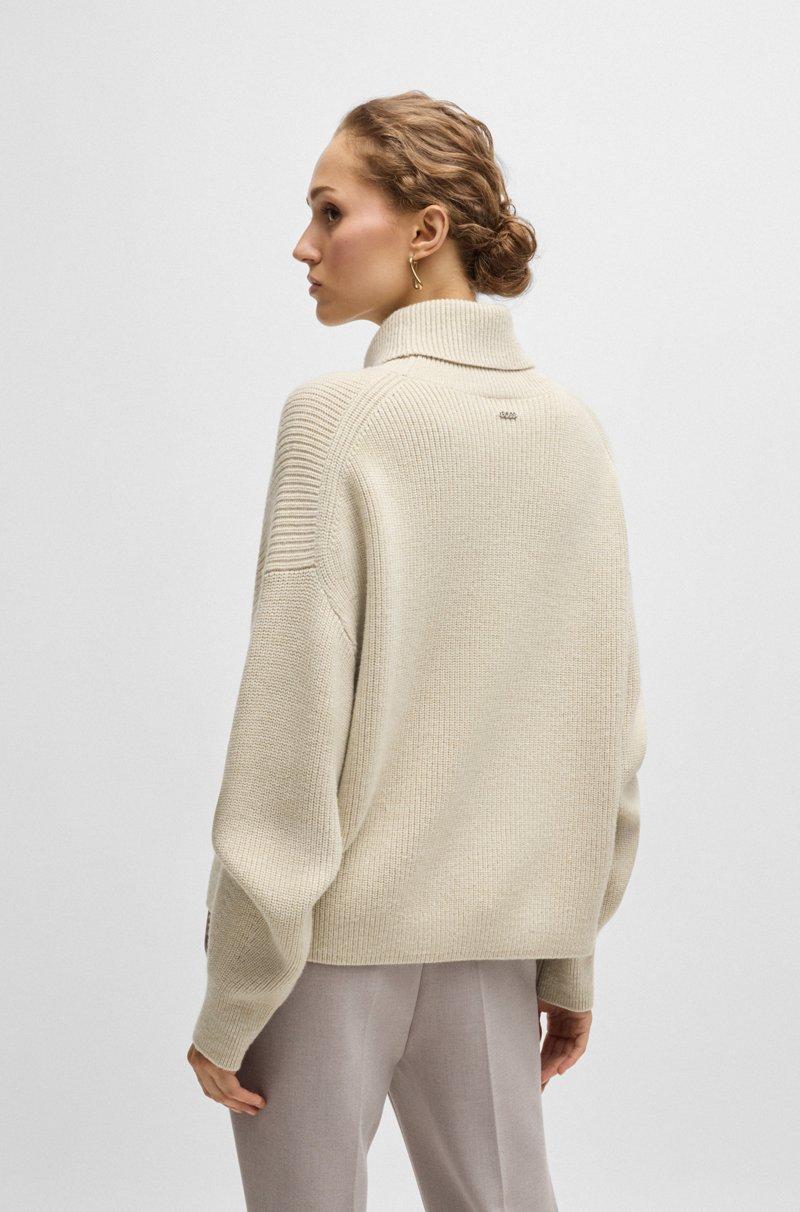 Hugo Boss Jersey De Cuello Vuelto En Canalé De Lana
