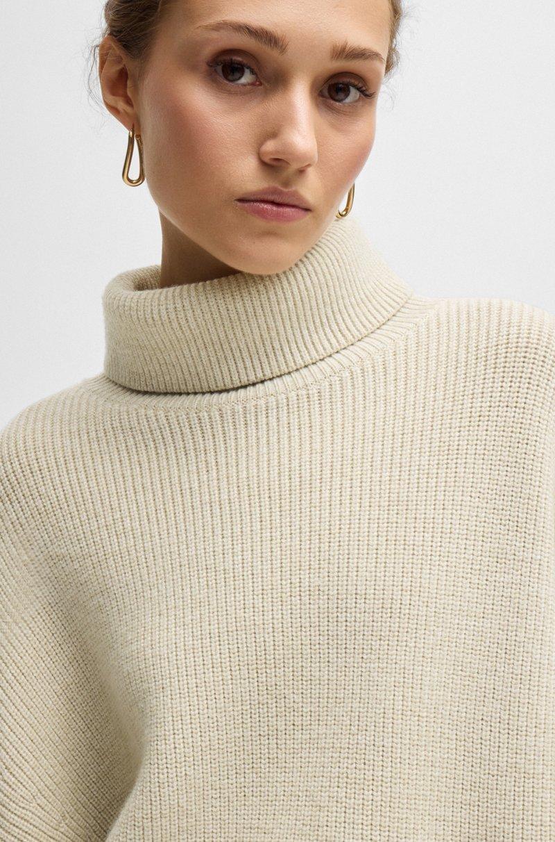 Hugo Boss Jersey De Cuello Vuelto En Canalé De Lana