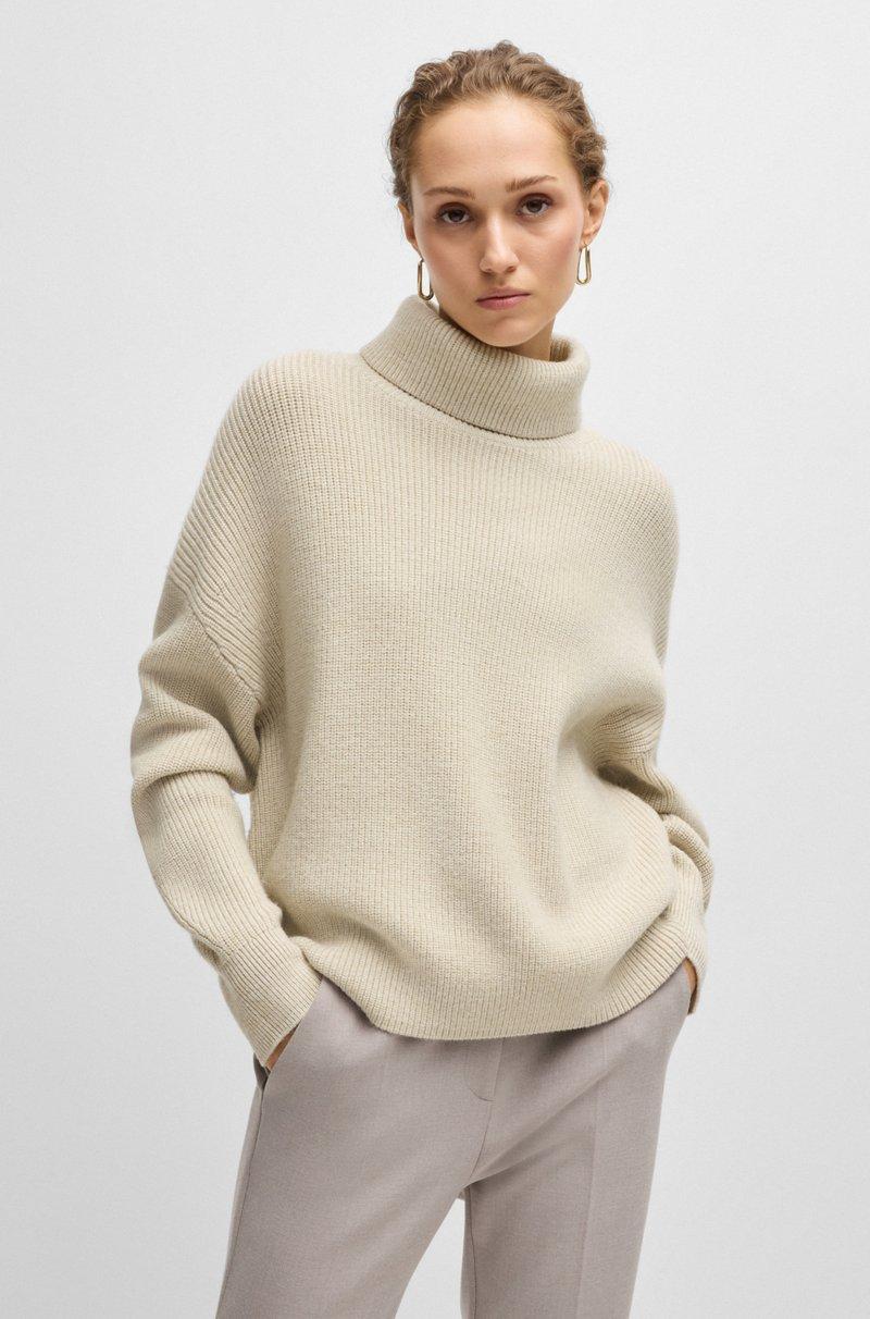 Hugo Boss Jersey de cuello vuelto en canalé de lana