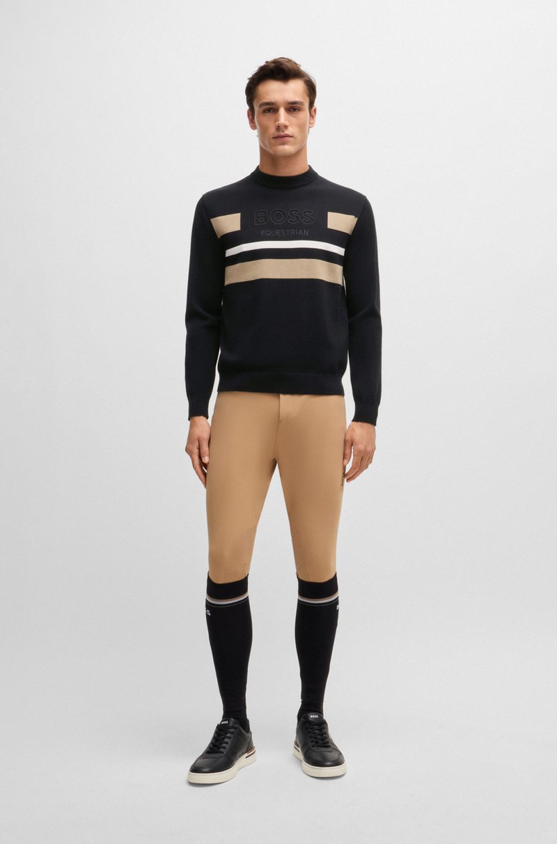 Hugo Boss Jersey De Equitación En Algodón Con Rayas En Contraste