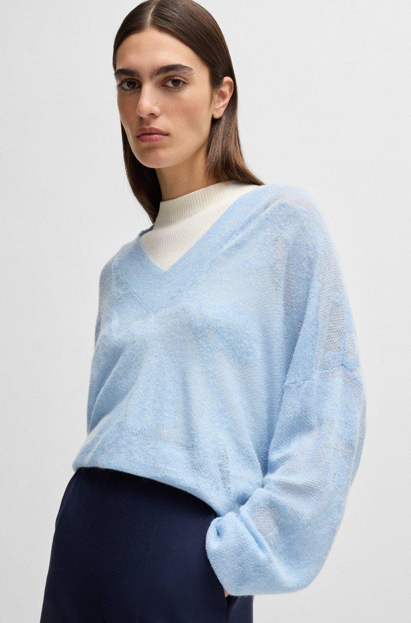 Hugo Boss Jersey De Jacquard De Punto Con Motivo Floral Y Cuello En Pico