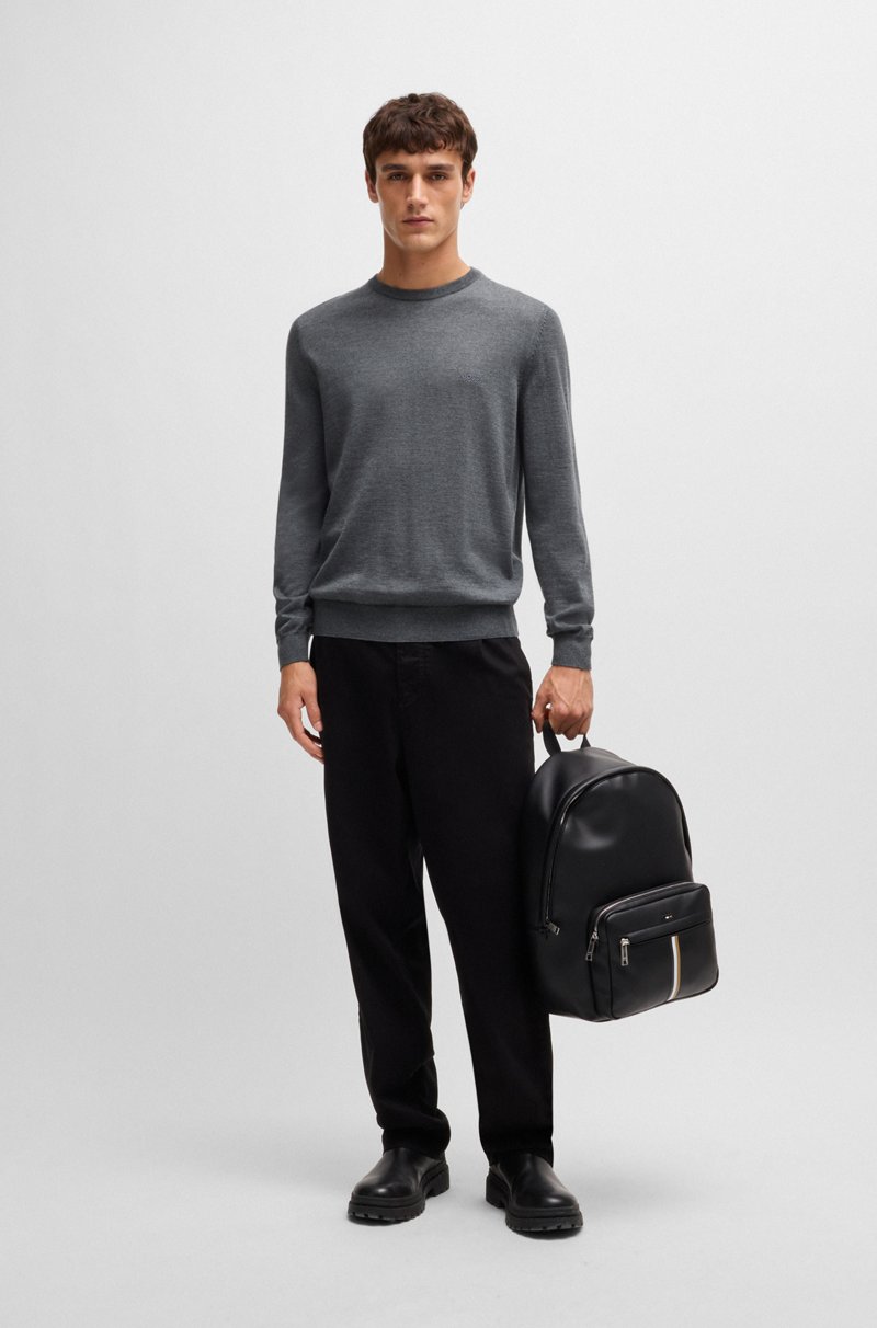 Hugo Boss Jersey De Lana Virgen Con Cuello Redondo Y Logo Bordado