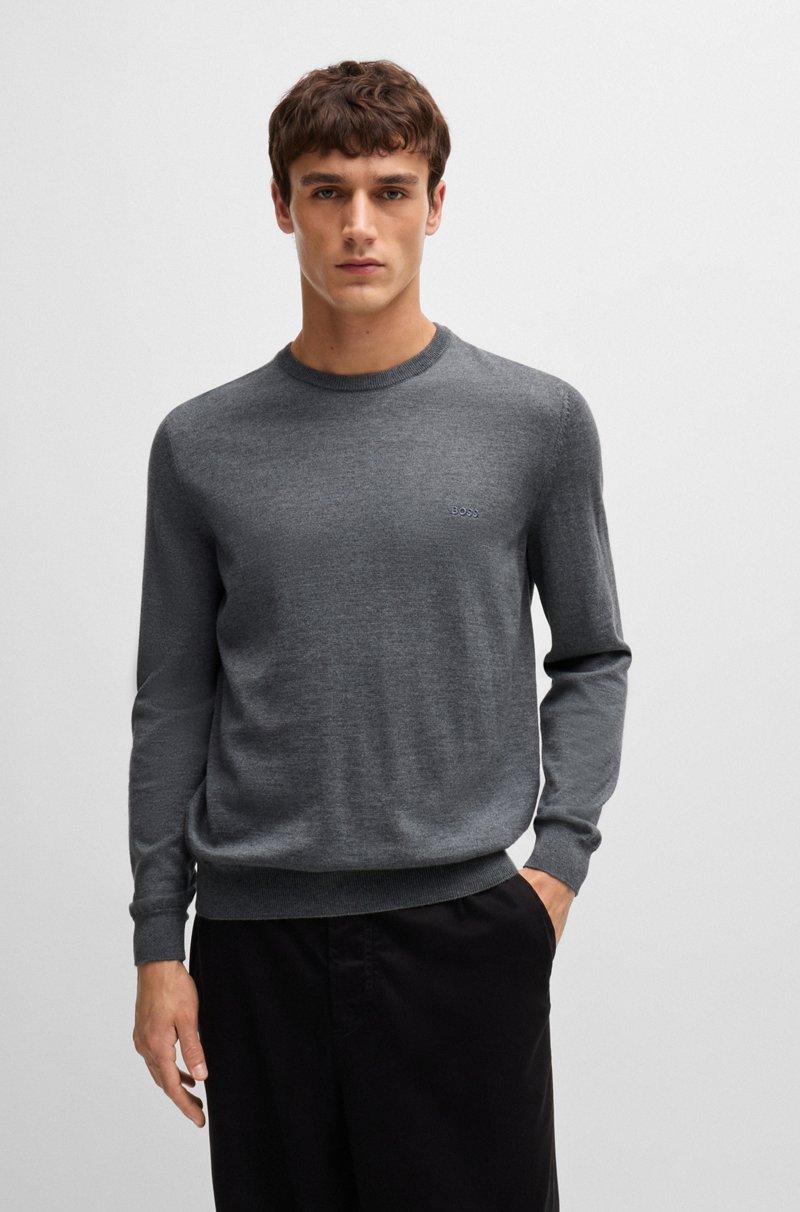 Hugo Boss Jersey de lana virgen con cuello redondo y logo bordado