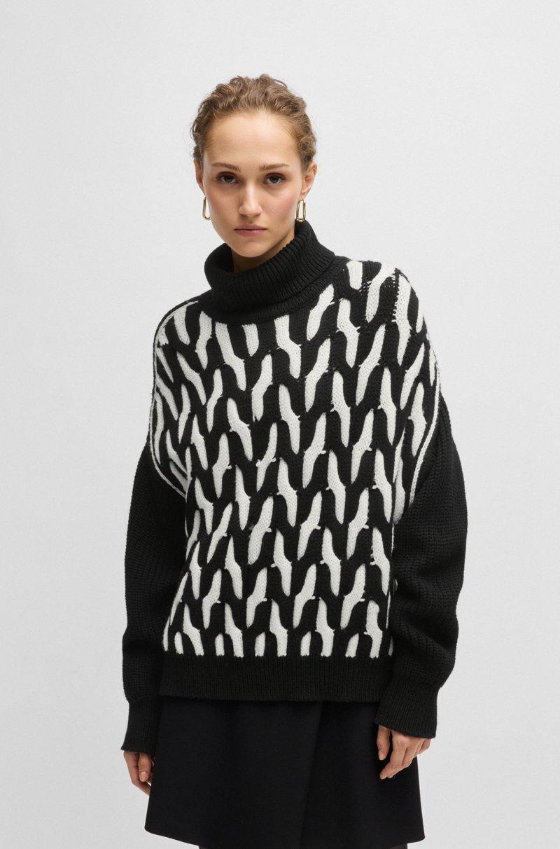 Hugo Boss Jersey de lana virgen con estructura trenzada de dos tonos