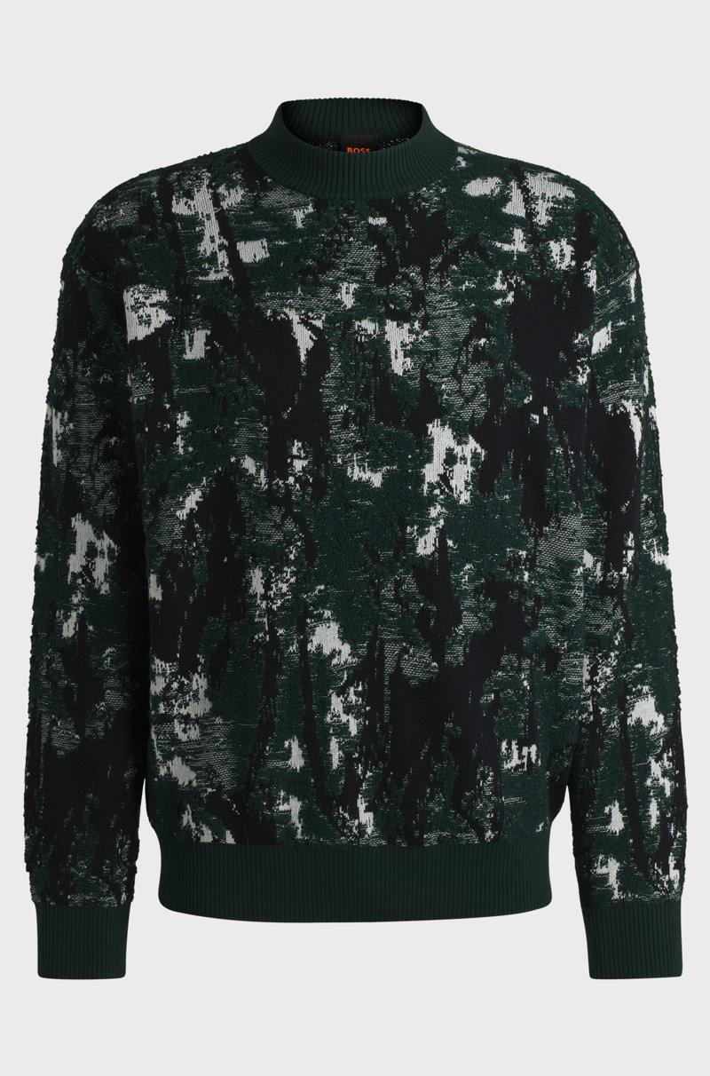 Hugo Boss Jersey de lana y algodón con palmeras de jacquard
