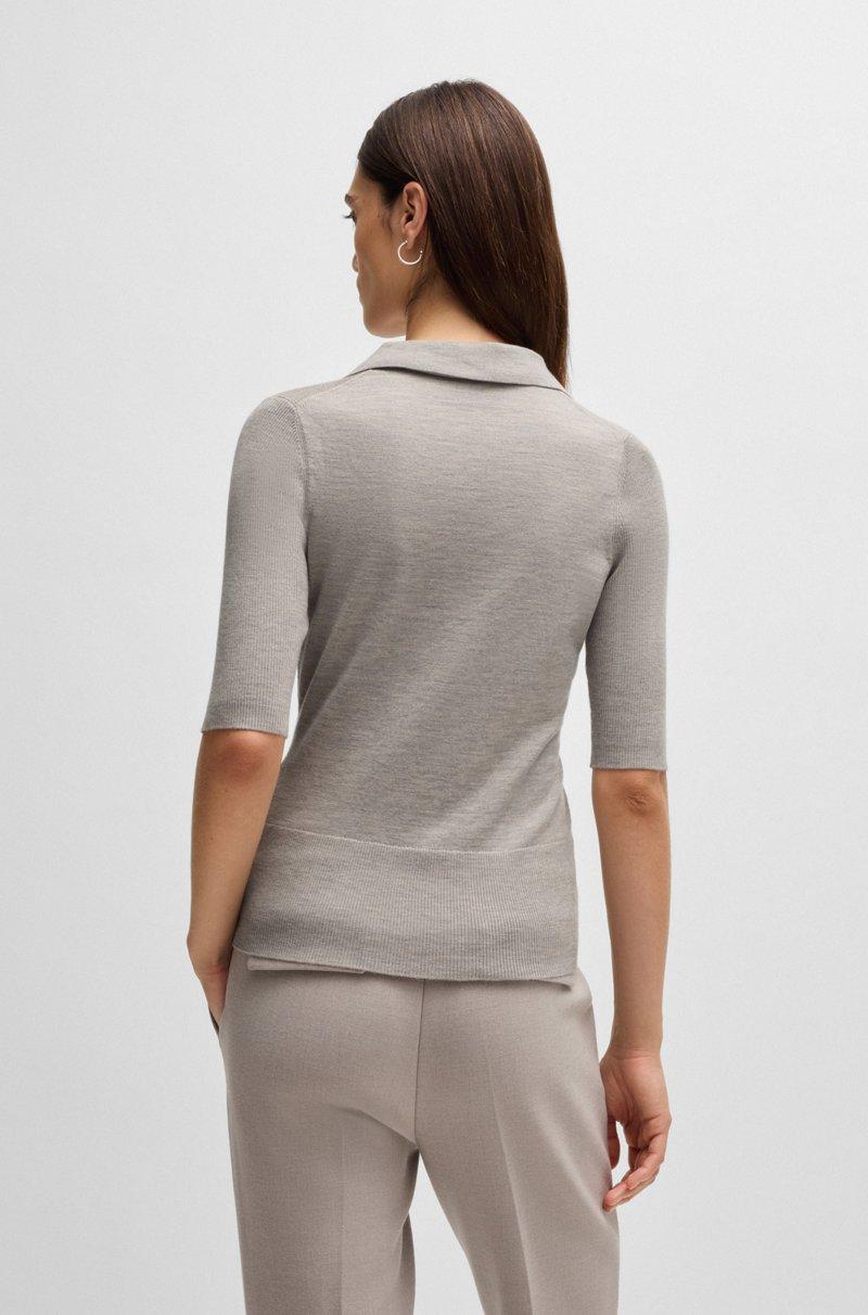 Hugo Boss Jersey De Manga Corta De Mezcla De Lana Con Tapeta De Botones