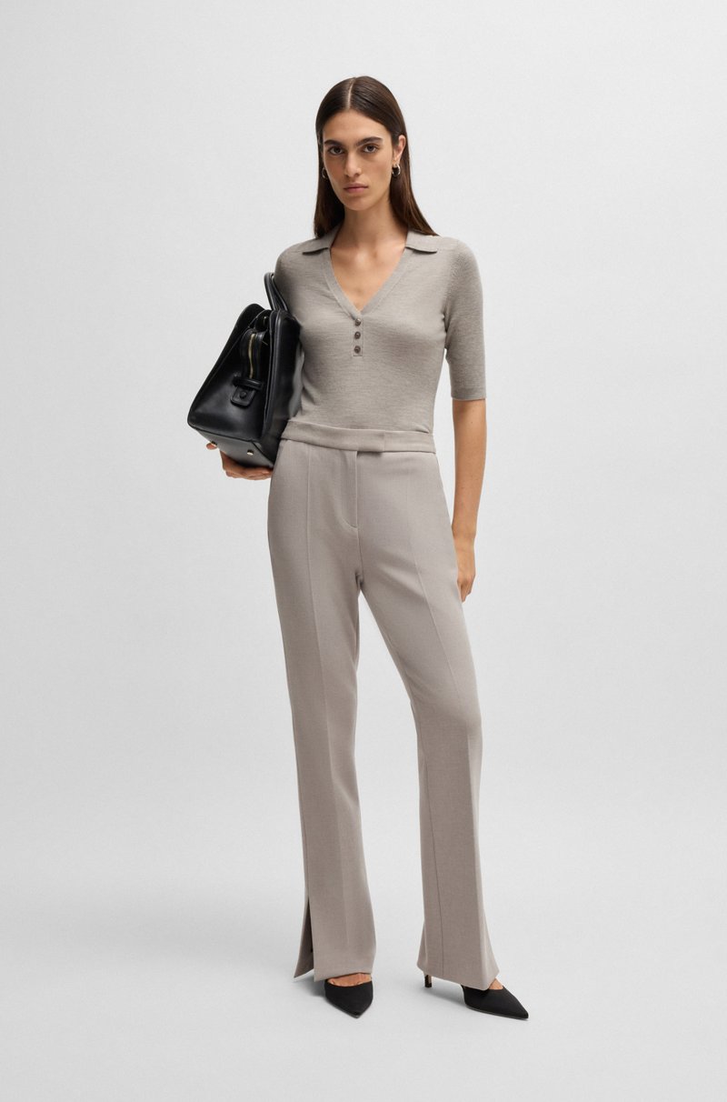 Hugo Boss Jersey De Manga Corta De Mezcla De Lana Con Tapeta De Botones