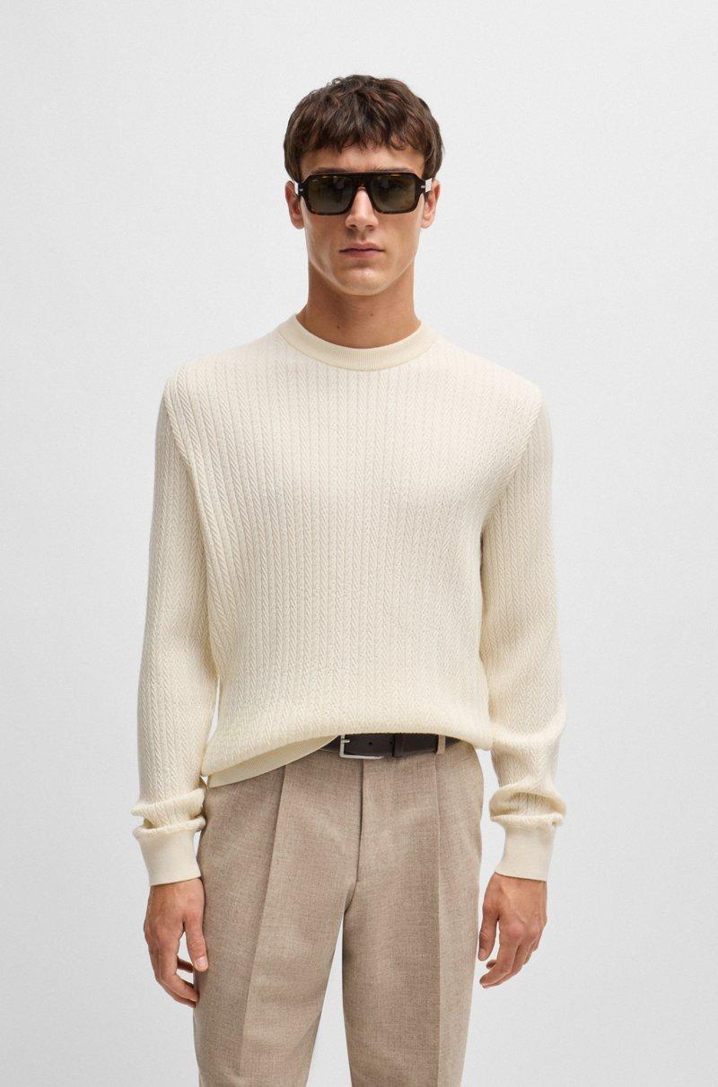 Hugo Boss Jersey de mezcla de lana con estructura de espiga