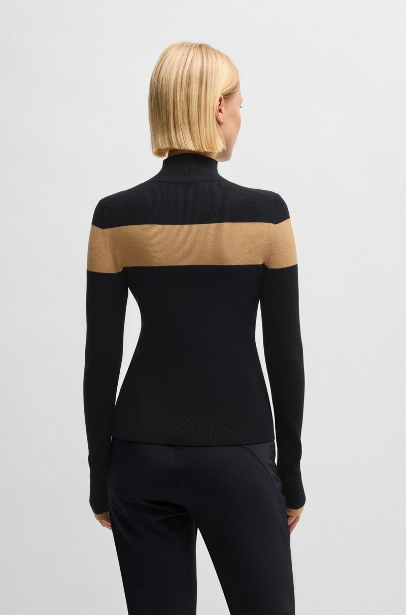 Hugo Boss Jersey De Punto Elástico BOSS Esquí Con Rayas Cámel