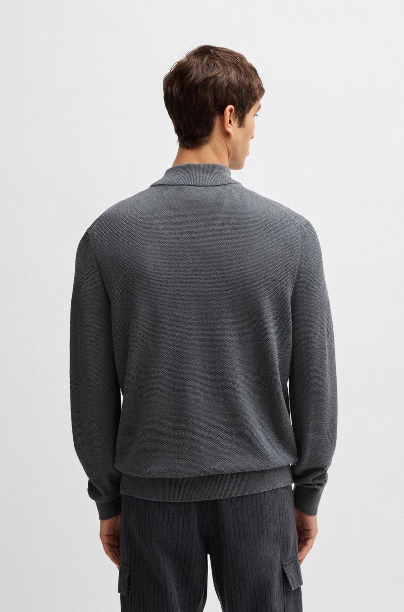 Hugo Boss Jersey De Punto En Algodón Con Estructura Y Cremallera Corta