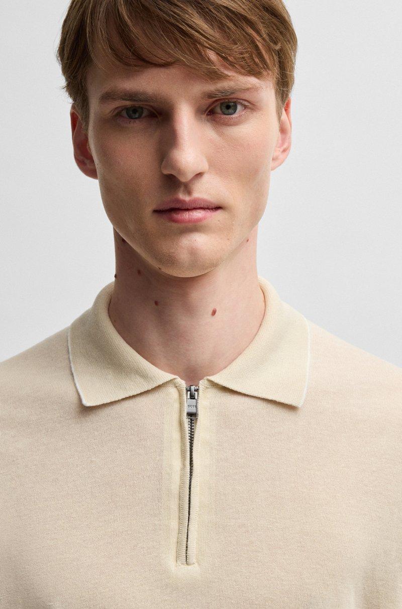 Hugo Boss Jersey En Mezcla De Lino Con Tapeta De Cremallera